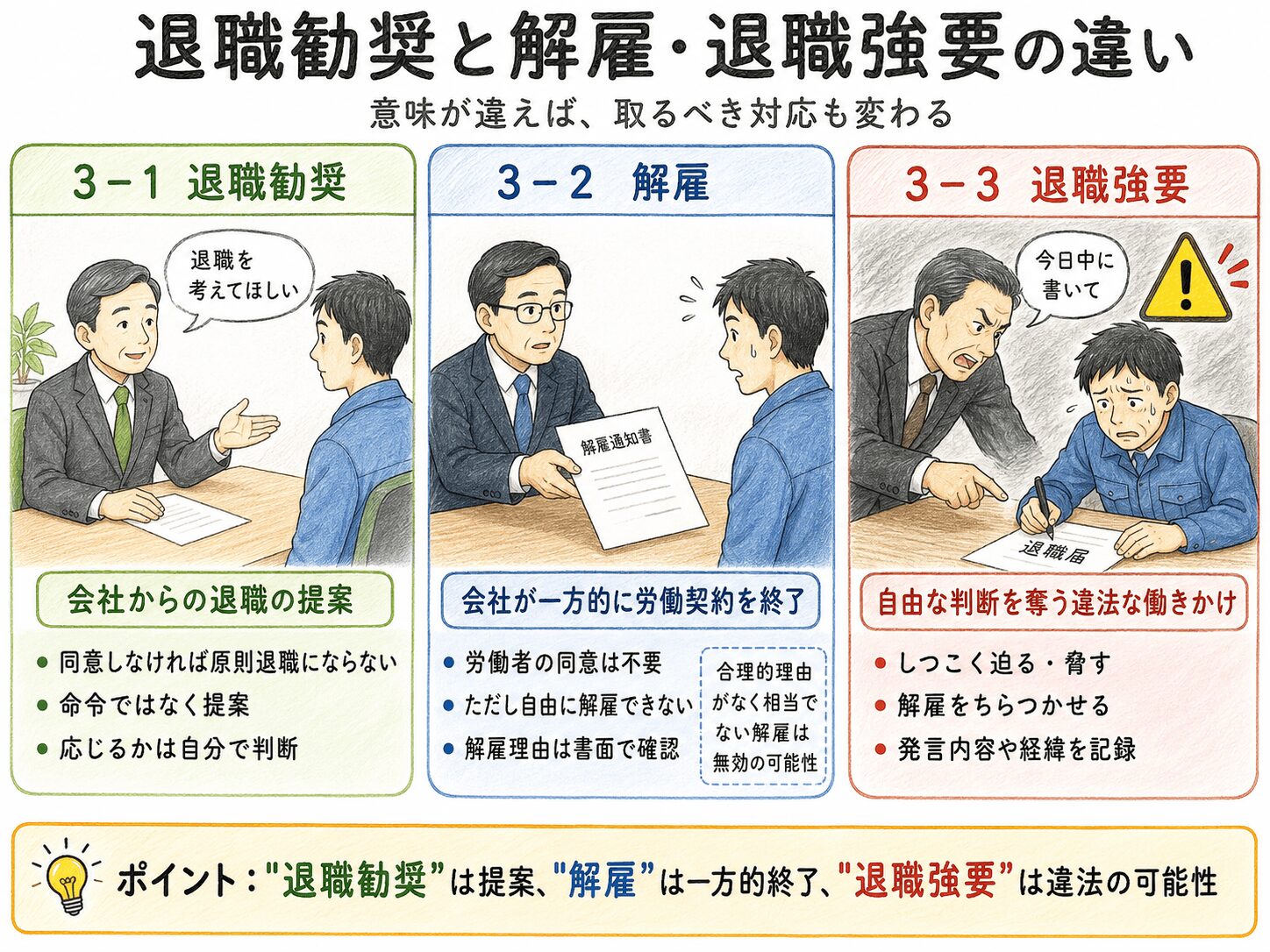 ３章　退職勧奨と解雇・退職強要の違い