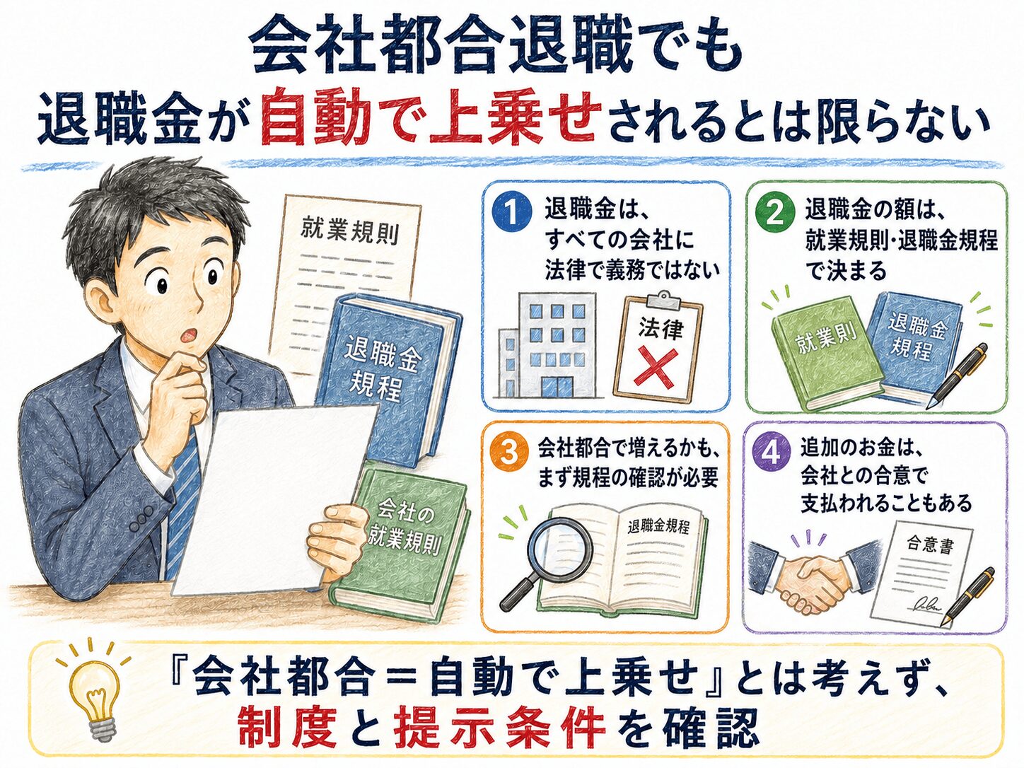 １章　会社都合退職でも退職金が自動で上乗せされるとは限らない