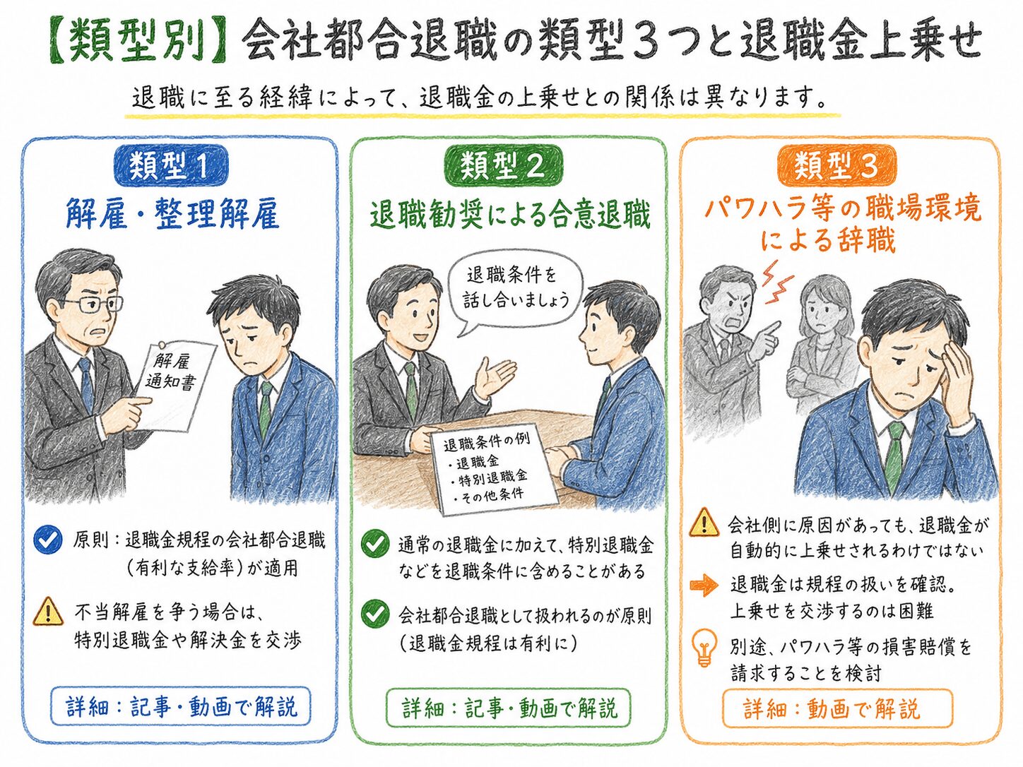 ３章　【類型別】会社都合退職の類型３つと退職金上乗せ